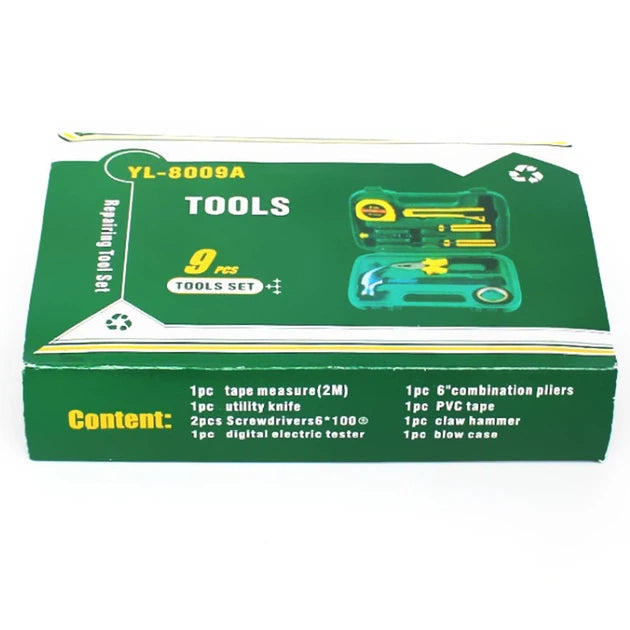 8 PCS Professional Tool Set with Storage Box | YL-8009A Model |  Durable Home Repair & DIY Toolkit |  Organized Plastic Storage Box