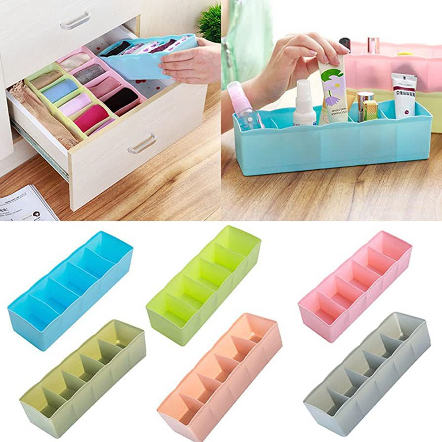 5-Grid Multipurpose Divider Storage Box | Cosmetic, Jewelry & Kitchen Organizer | Random Colors