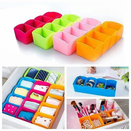 5-Grid Multipurpose Divider Storage Box | Cosmetic, Jewelry & Kitchen Organizer | Random Colors