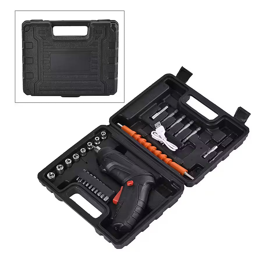 47-Piece Foldable Wireless Electric Screwdriver Kit with Adjustable Torque & USB Charging