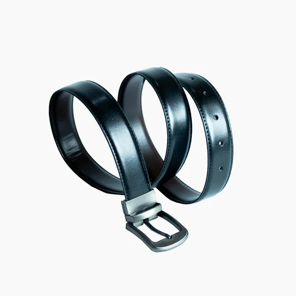 Black &  Brown Imported Reversible Belt | Double-Sided Matt Finish Strap with Elegant Metal Buckle