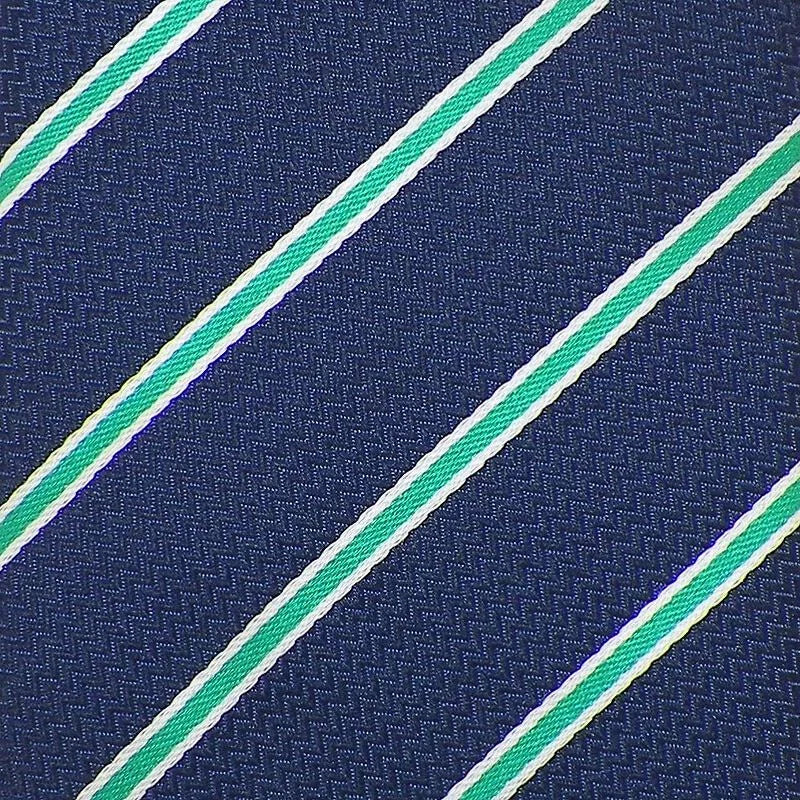 Navy Green & White Stripe Design  | Premium Men’s Formal Silk Tie and Pocket Square Set | Navy Green & White Stripe Design
