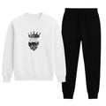KING Printed White Tracksuit Sweatshirt & Trouser | Warm & Comfortable Winter Wear | Medium