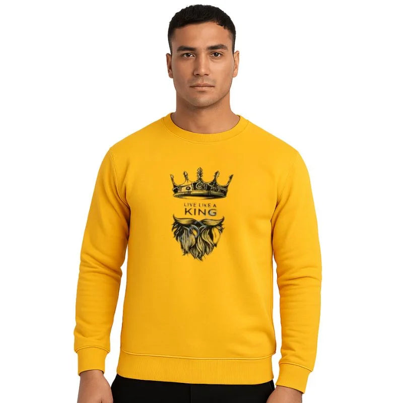 KING Printed Yellow Tracksuit Sweatshirt & Trouser | Warm & Comfortable Winter Wear | Large