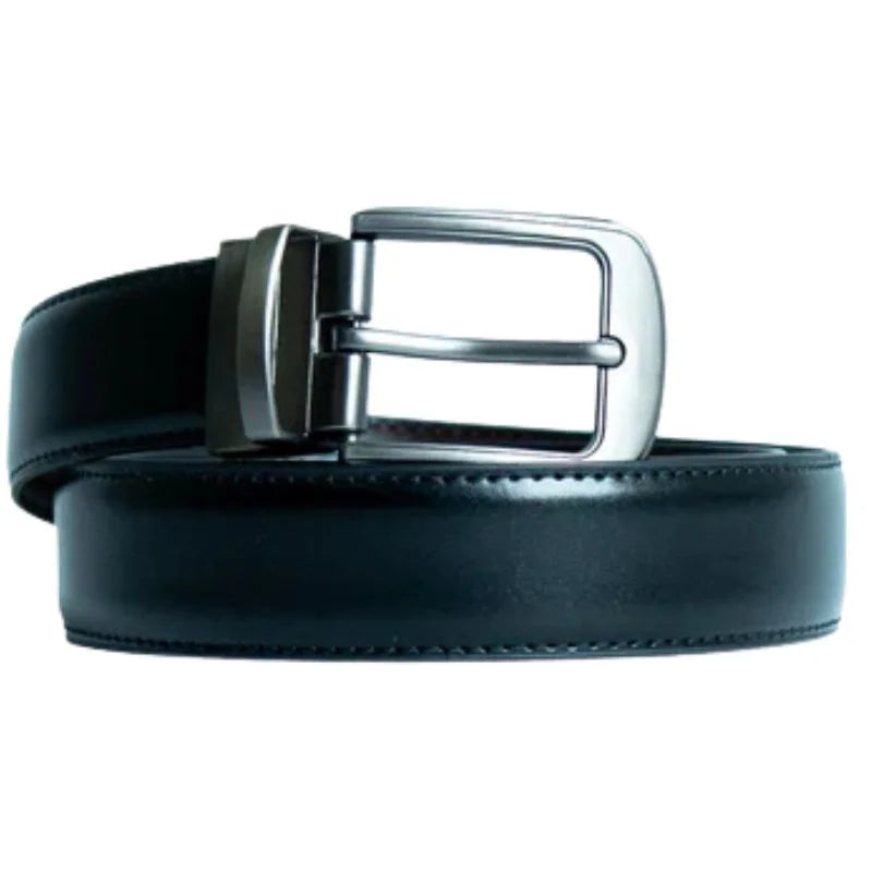 Black &  Brown Imported Reversible Belt | Double-Sided Matt Finish Strap with Elegant Metal Buckle