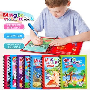 Magic Colouring Book with Water Pen | Reusable & Mess-Free Fun for Kids | Dinosaur & Cartoon Designs